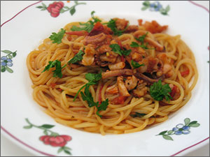 Spaghetti calamari e gamberetti