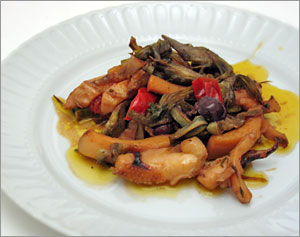 Calamari con i carciofi